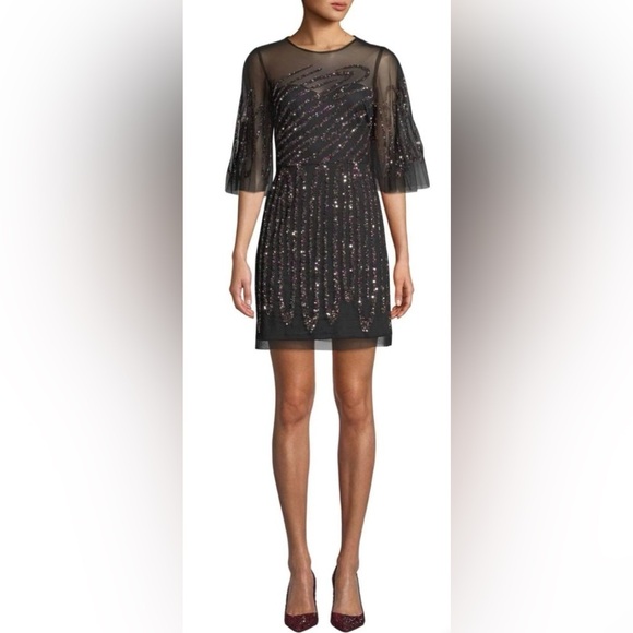Aidan Mattox Dresses & Skirts - Aidan Mattox Sequin Illusion Mini Cocktail Dress Sz 2